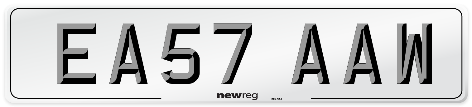 EA57 AAW Number Plate from New Reg